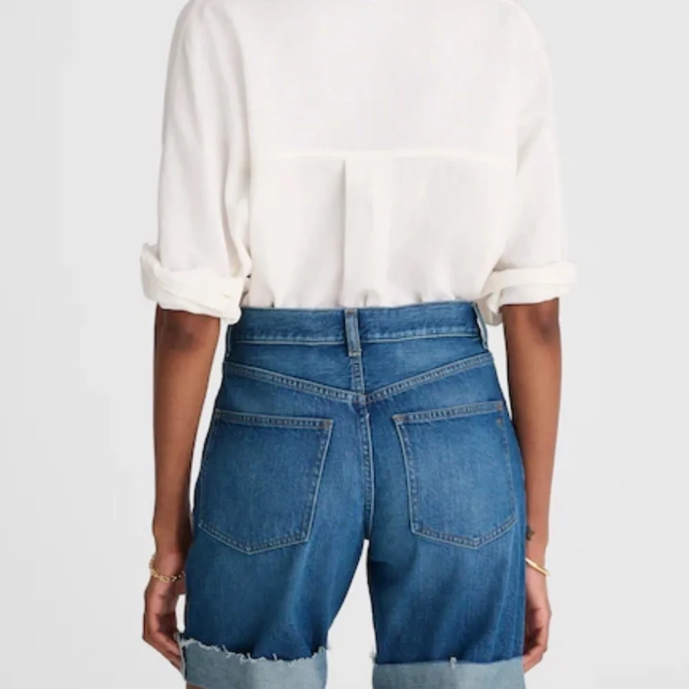 Madewell mifflin wash Long Baggy Cuffed Jean Shorts in Mifflin Wash